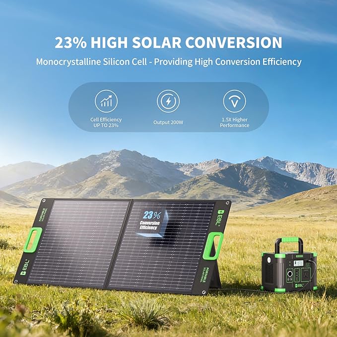 EBL 300W Portable Power Station with 100W Portable Solar Panel, 288.6Wh USB-C PD60W 300W Pure Sine Wave Solar Generator, Foldable Solar Panel for Camping, Emergency Backup