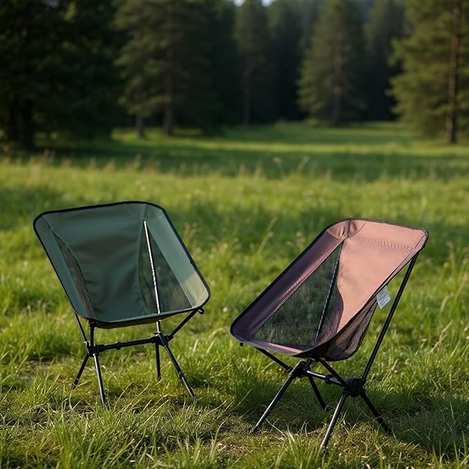 Lightweight Portable Essential Compact Camping Chair,Sturdy with X-Frame,120kg Capacity,Foldable with Carry Bag,Quick Setup for Outdoor,Hiking,Beach,Backpacking (Chestnut Brown)