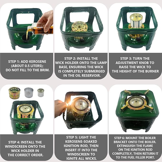 Portable Kerosene Stove 8-Wicks,Camping Picnic Burner Furnace,Backpacking Oil Stoves Cooker Cookware,for Outdoor Cooking Emergency Heating Hiking Picnic Survival Gear (Square)