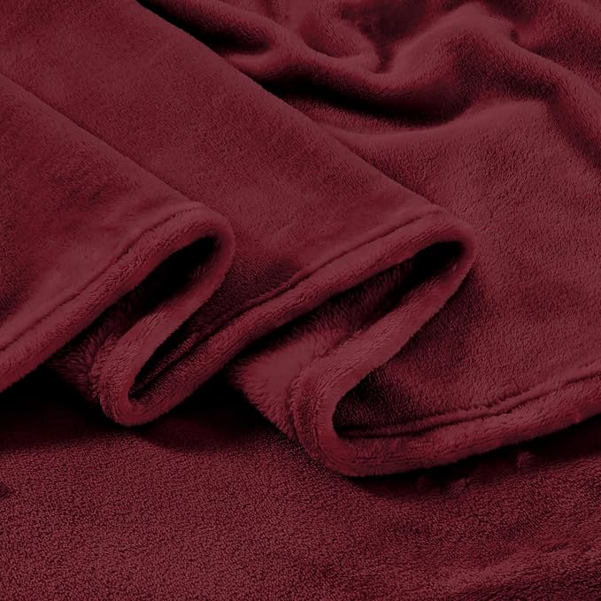 Edenleaf Big Oversized Extra Large Blanket, Huge Fleece 10'x10' Blanket, California King Warm Companion for Whole Family, Bed, Sofa, Couch, Travel, Camping 120x120 Wine