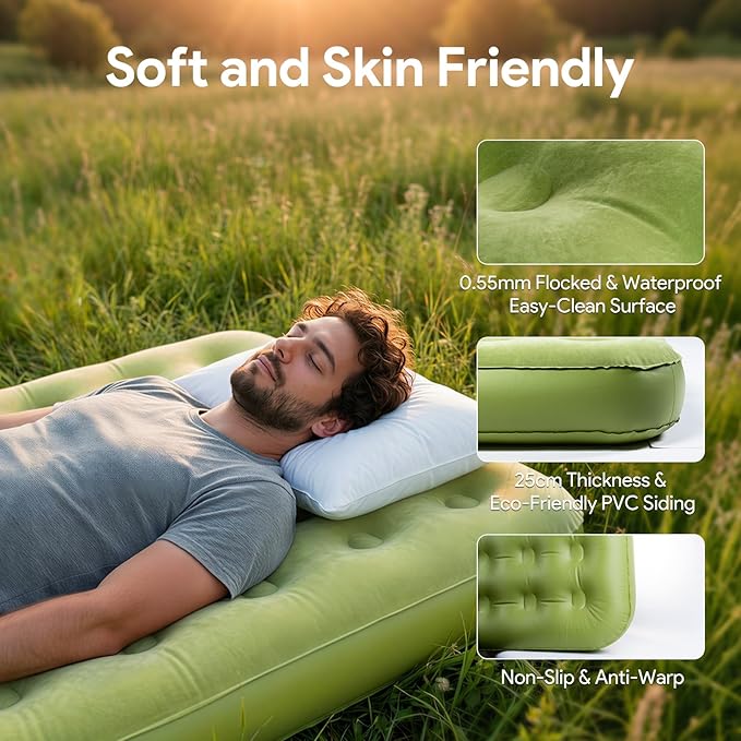 Minthouz Self Inflating Sleeping Pad with Electric Pump, One-Click Inflate/Deflate 1-2 Mins, 9.8" Ultra-Thick Camping Sleeping Pad for Car Travel Tent