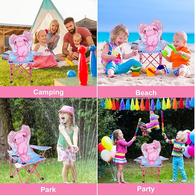 KABOER Kids Outdoor Folding Lawn and Camping Chair with Cup Holder and Carrying Bag, Children's Camping Chairs