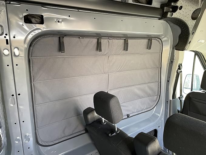 VanEssential Insulated Blackout Crew Window Cover Designed for Ford Transit Van Year 2015 to Current with NO Plastic Trim - Charcoal Gray
