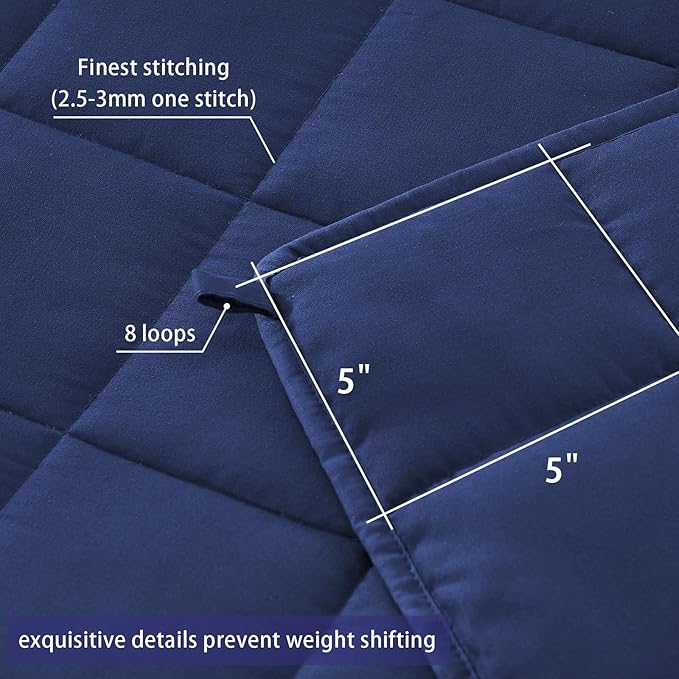 yescool Weighted Blanket for Adults (30 lbs, 88" x 104", Blue) Cooling Heavy Blanket for Sleeping Perfect for 290-310 lbs, King Size Breathable Blanket with Premium Glass Bead, Machine Washable