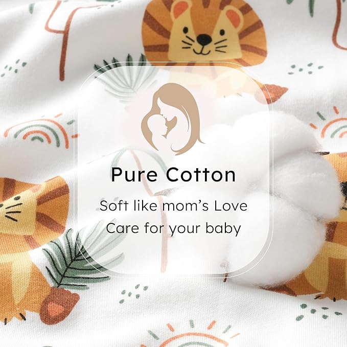 Baby Sleep Sack 0-6 months, 100% Cotton Sleeping Sack for Newborn and Infant, 3 Pack Baby Wearable Blanket, 0.5 Tog Lightweight Double Zipper Sleep Bag Small Brown Green Lion