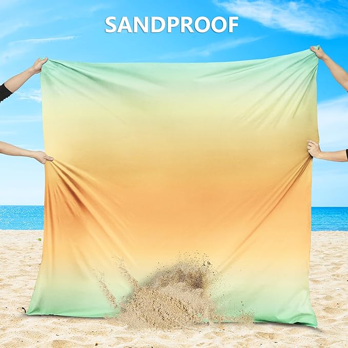 AISPARKY Beach Blanket Waterproof Sandproof Extra Large, Oversized Beach Mat, Quick Drying&Compact&Lightweight, Picnic Blankets Vacation Essentials for Outdoor Beach Camping (79" X 83" (4 Person))