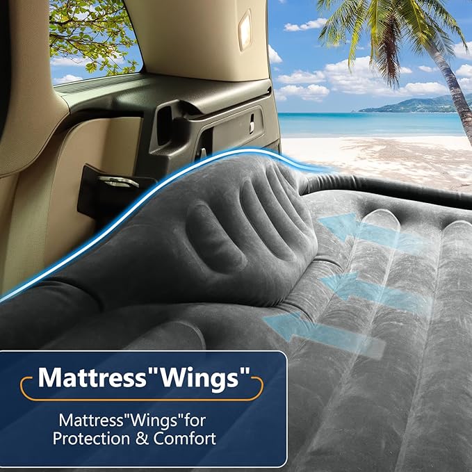 SUV Air Mattress with Built in Pump,Leakproof Comfortable Durable Car Air Mattress, Car Bed Mattress with Built-in Pillow,for SUV Minivan MPV Road Trip Inflatable Bed