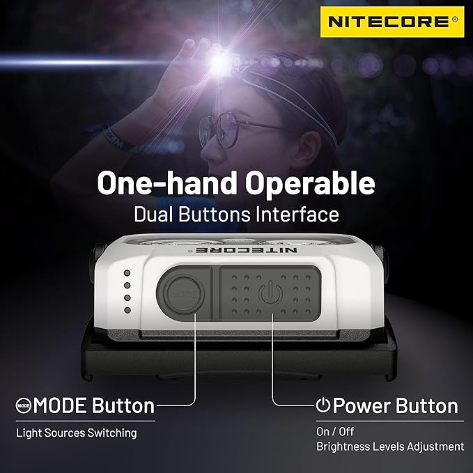 Nitecore NU21 360 Lumen Ultra Lightweight Outdoor Headlamp Dual Beam USB-C Rechargeable Headlight Tag (White)