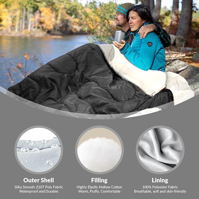 Elevon Sleeping Bag for Adults Teens Kids Cold Warm Weather, Portable Waterproof & Lightweight, Compact with Compression Sack, for 3-4 Seasons Camping, Backpacking, Hiking, Travel, Indoors Outdoors