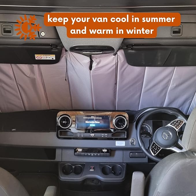 Living in a Bubble Insulated Blackout Mid Left Side Window Cover for Mercedes Sprinter Van Year 2007-2026 144" Length MWB, NCV3 & VS30 (Bare Metal Frame)
