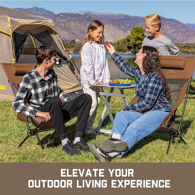 FanttikOutdoor Zeta L8 Max Camping Chair, Portable & Lightweight, Multi-Angle Adjustable, Supports up to 250 lbs, Comfort-Driven Design, High Strength Camping Chair for Travel, Hiking, Fishing, Brown