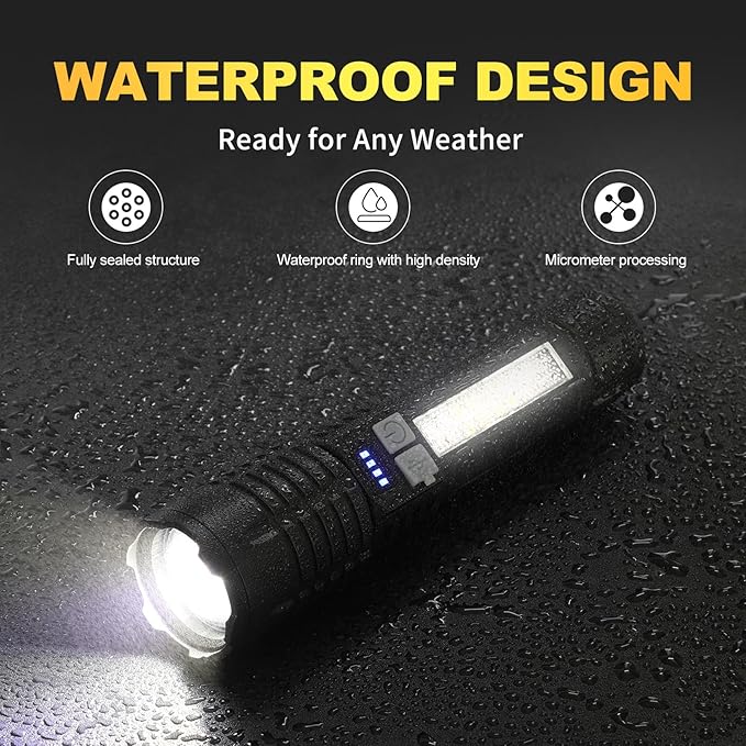 Rechargeable Flashlights High Lumens, 5 Modes Adjustable Brightness, Waterproof LED Tactical Flashlight, High Powered Handheld Flashlight for Home/Camping/Emergency (2 Pack)