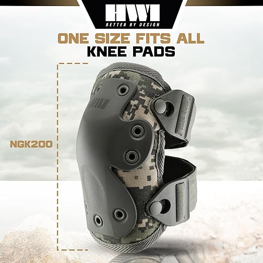 HWI Gear Next Generation Knee Pad for Protection: Combat, Mechanics, Construction, Hunting, Landscaping, Outdoor Survival, Heavy Duty Industrial Grade, Adjustable