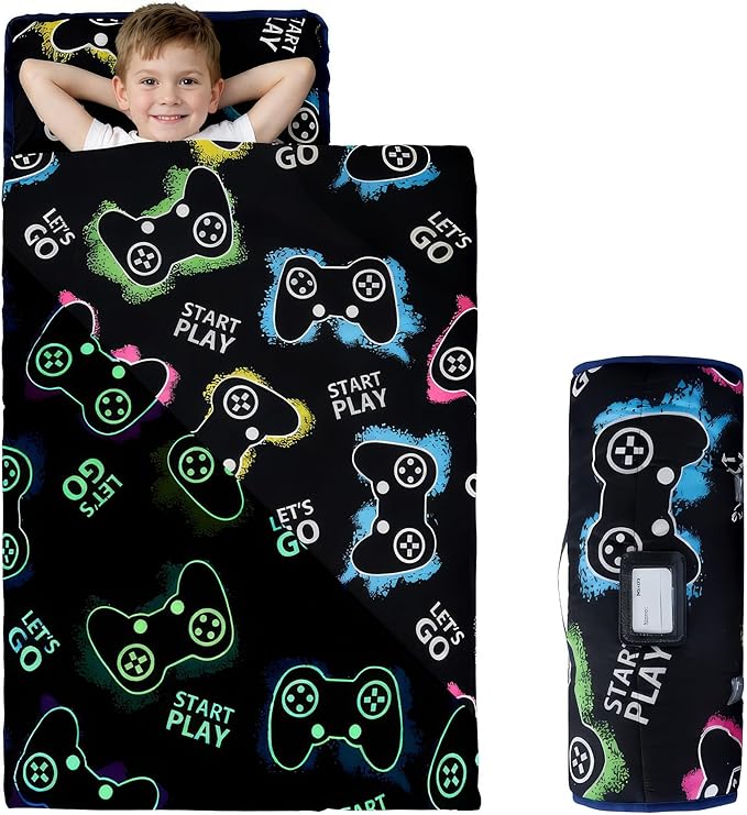 MORAIS Toddler Nap Mat with Pillow and Blanket, 52" x 20" Lightweight and Soft Nap Mat for Preschool, Daycare, Travel Sleeping Bags