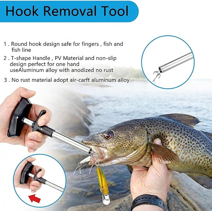 Sosation 134 Pcs Fishing Tool Fishing Tackle Box Kit and Equipment for Adults Beginner Gift, Hook Remover, Pliers Kit, Backpack Tackle Container Lures, Lip Gripper, Weigh Scale