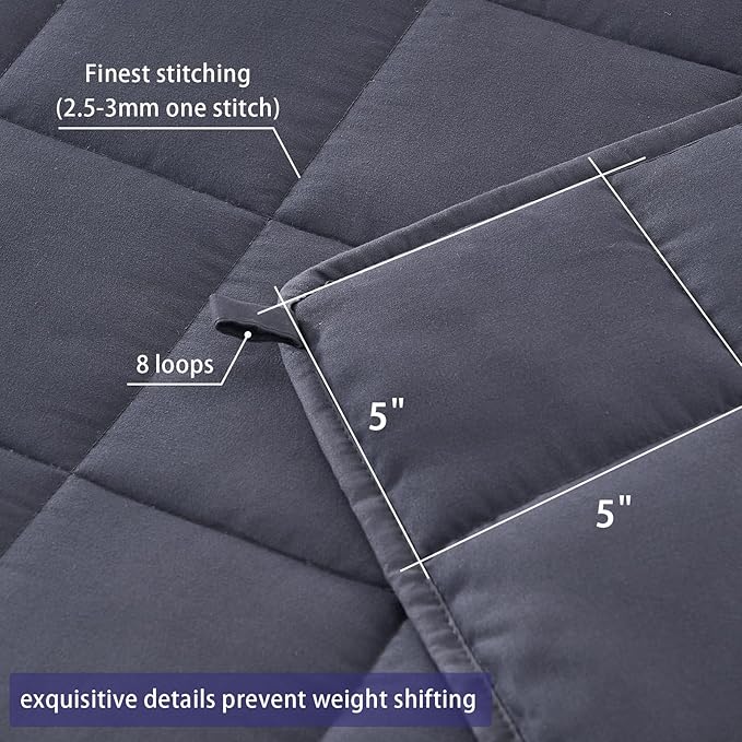 yescool Weighted Blanket for Adults (25 lbs, 88” x 104”, Grey) Cooling Heavy Blanket for Sleeping Perfect for 240-260 lbs, King Size Breathable Blanket with Premium Glass Bead