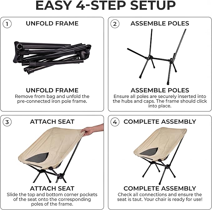 Toucans Camping Chair Portable Backpacking Chair - Ultralight Folding Chair - Compact, Lightweight Foldable Chairs for Hiking Mountaineering Beach (Beige)