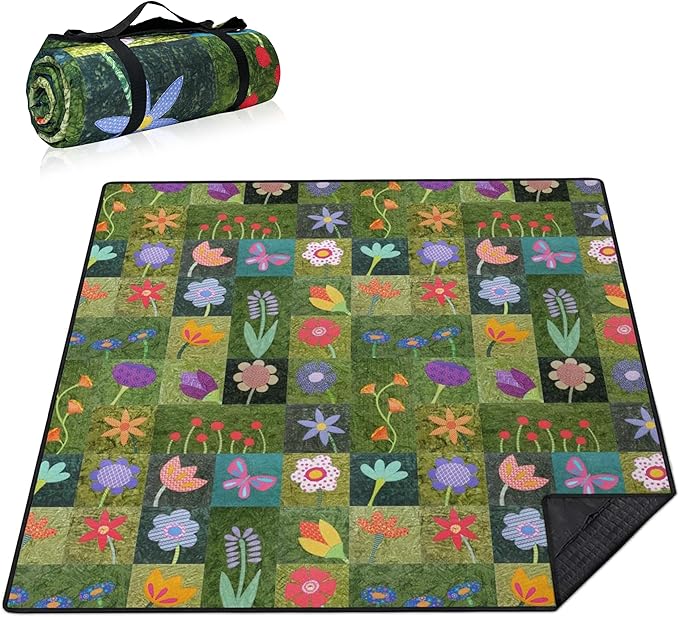 Supfitness Extra Large Picnic Blankets Waterproof Foldable (80 "x 80") Beach Blanket Waterproof Sandproof,3-Layer Thicking Mat Outdoor Packable Camping Blanket