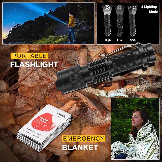 Gifts for Men Christmas 14-in-1 Survival Kit - Premium Outdoor Survival Gear Set with Tactical Tools/Fishing Essentials, Perfect for Dad, Husband, Him, Teen Boys, Camping, Hiking