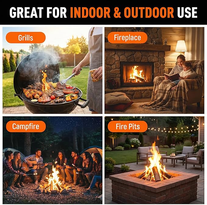 Natural Fire Starter for Fireplaces: Quick Start Fire Starters Sticks for Grills Campfires Indoor & Outdoor Firepit BBQ Wood Stove - Odorless Charcoal Firestarter Blocks 60 Count