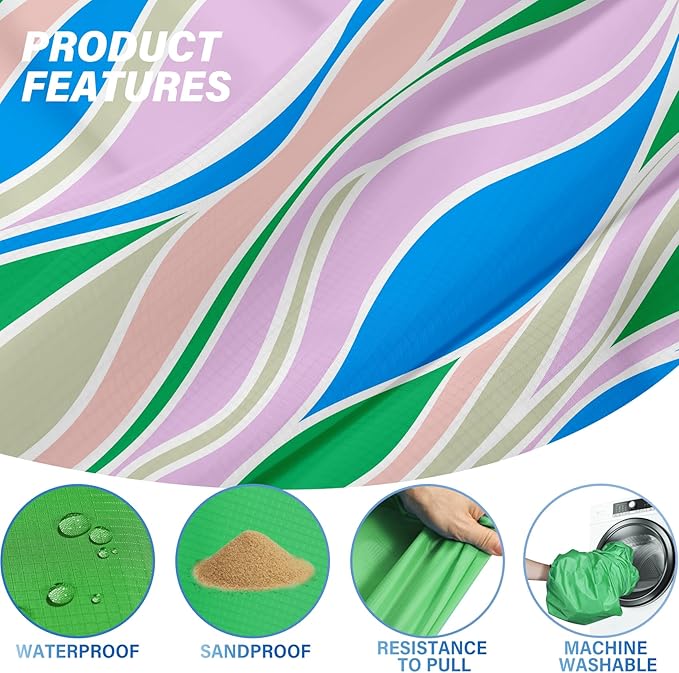 Famstar Beach Blanket Oversized Extra Large 78" X 81",Waterproof Sandproof Beach Blanket 1-7 Adults Lightweight Durable for Travel Camping Hiking Picnic