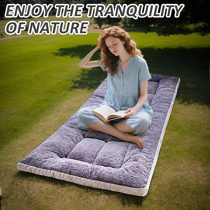 Thick Camping Sleeping Pad - Lamb Fluff Camping Cot Pads for Adult, Soft Sleeping Mat, Non-Slip Camping Mattress Pad for Camp Cot/Rv Bunk/Narrow Twin Beds