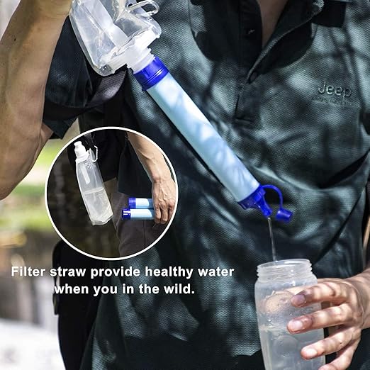 Galaxy Personal Portable Water Filter Straw Filtration Purifier for Hiking, Camping, Hunting, Travel, Outdoor Emergency Survival Detachable Drinking One Pack