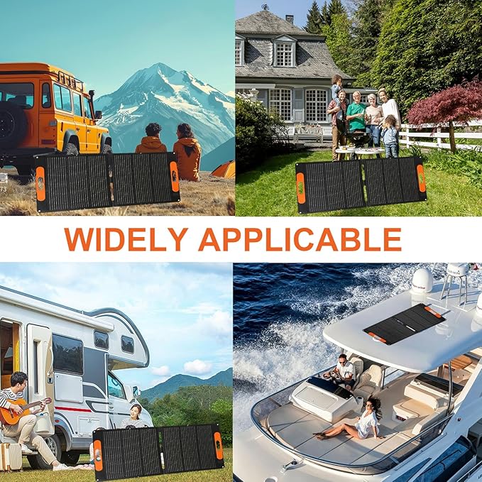 100W Portable Solar Panel for Power Station,20V Foldable Solar Panel Charger with Kickstand,Dual USB & Type-C Output,>23% High Efficiency IP65 Waterproof for Camping,Hiking,RV Trips