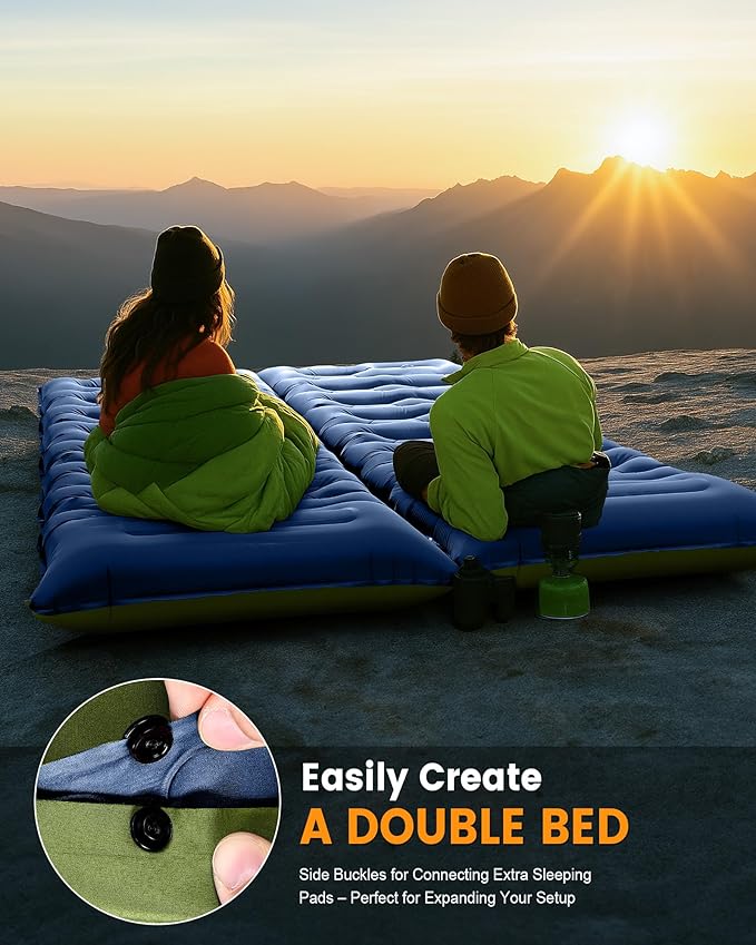 Camping Sleeping Pad,5.9 Inch Thick Camping Mat with Built in Pillow and Foot Pump,Self Inflating Sleeping Pad for Camping Backpacking（Green