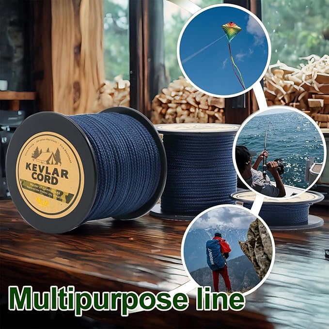 9KM DWLIFE Blue Kevlar Cord – Ultra-Strong, Lightweight & Abrasion-Proof Survival Rope for Camping, Tactical Gear, Hammock Ridgeline, Trip Wire