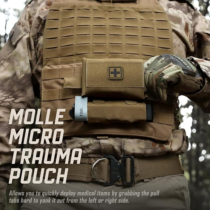 LIVANS Molle IFAK Micro Trauma Pouch, Tactical First Aid Belt IFAK Bag Medical EMT Emergency Survival Med Pouch Small EDC Portable Pack with Tourniquet Hammock for Duty Belt Vest Hunting