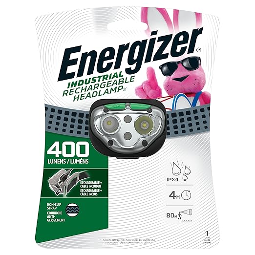 Energizer LED Rechargeable Headlamp Flashlight, 15-Hour Run Time, 400 Lumens (Charging Cable Included)