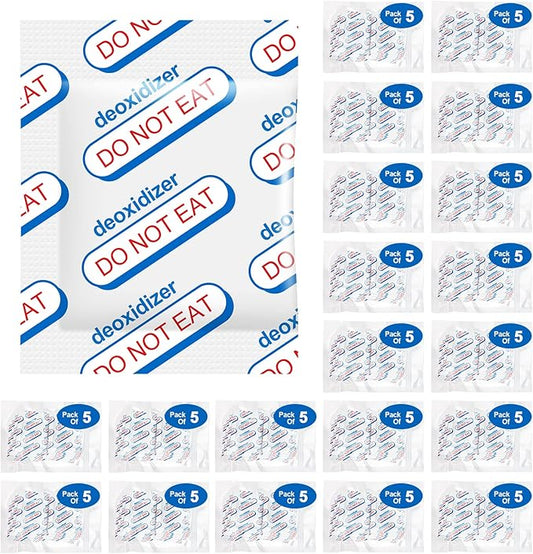 400cc Oxygen Absorbers for Food Storage - 100 Count (20x Packs of 5) - for Long Term Food Storage & Survival, Mylar Bags, Canning, Harvest Right Freeze Dryer, Dehydrated, and Preserved Foods