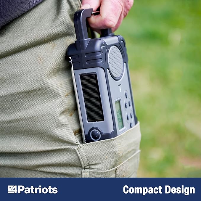 4Patriots Liberty Band Emergency Solar Radio: NOAA Weather Radio with Solar Panel & Power Bank