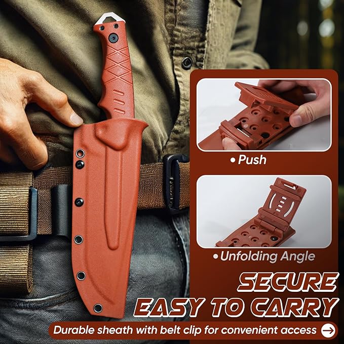 Purple Dragon Camping Knife with Sheath - D2 Steel Survival Knives for Bushcraft - Ergonomic G10 Handle Outdoor Survival Gear Christmas Gift for Men and Women