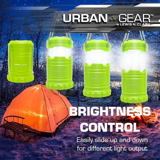 Lewis N. Clark Collapsible Camping Lantern | LED Portable Lantern for Indoor or Outdoor Use | Waterproof Lamp with Batteries Included | for Camping, Backpacking, Hiking, or Power Outage | Green