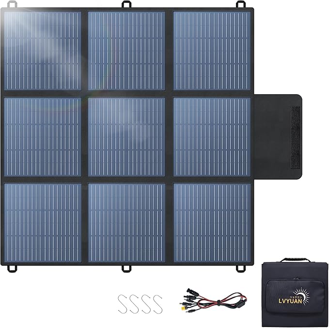LVYUAN 300W Portable Solar Panel, 24V Foldable Blanket Solar Panel IP64 Waterproof, Upgraded 23% Efficiency for Solar Power Station Generator for Outdoor Camping Backpacking Hiking