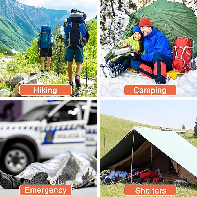 10 Pack Emergency Mylar Thermal Blankets - 84"x52" Durable Space Blankets for First Aid, Survival, Camping, Hiking, Car Emergency Kit, Outdoor Camping Gear