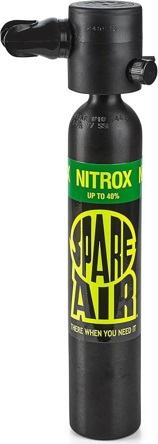 Spare Air Mini Scuba Tank - 3.0 cu ft Nitrox Oxygen Dive Cylinder - Small Emergency Backup Diving Equipment with Holster, Leash, and Refill Adapter