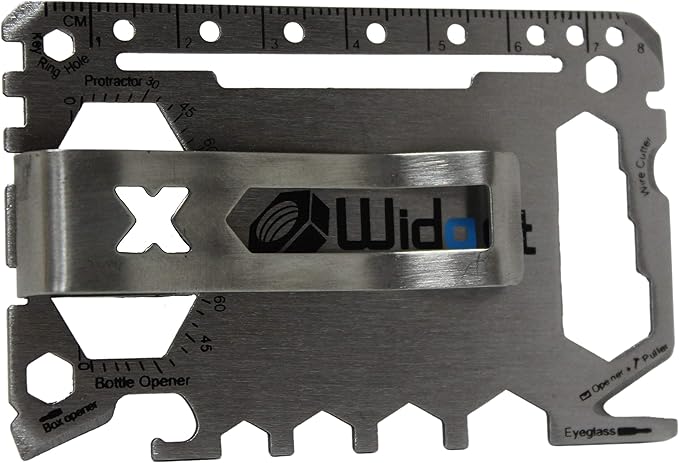 W4W, Multi purpose survival Pocket tool - 43 in 1 - credit card wallet size Ninja Multitool With Money Clip (Silver)