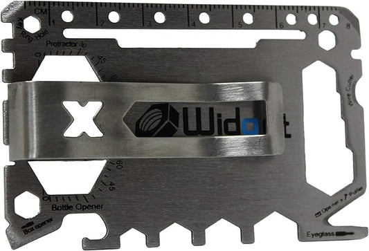 W4W, Multi purpose survival Pocket tool - 43 in 1 - credit card wallet size Ninja Multitool With Money Clip (Silver)