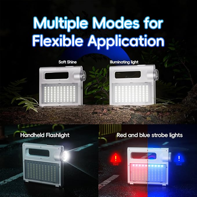 Solar Camping Lantern, 80 Hours LED Solar Lanterns, 5000mAh Camping Essentials with 6 Lighting Modes and SOS, Emergency Rechargeable Light, Lanterns for Power outages Hurricane, Hiking, Fish and Home