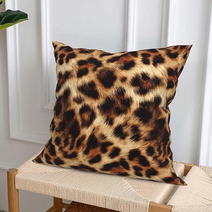 Animal Print Throw Pillow Covers 18 X 18 Inch Set of 4 Decorative Cushion Cover Home Decor for Sofa Chair Couch Bedroom Living Room