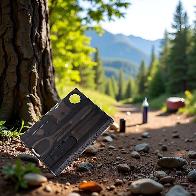 12-in-1 Credit Card Multi Tool, Black, Pocket Survival EDC Gear, for Men Unique, Tactical Survival Gear for Camping And Hiking