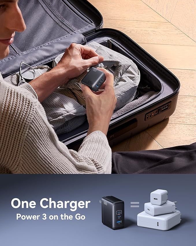 INIU iPhone 17 Charger, 3-Port 100W [USB-C + USB-A] Fast Charger, Compact Foldable USBC Cargador for iPhone 17 16, MacBook Air, IPad, Samsung S25, Switch, Students, Kid, Backpacking, Hiking etc