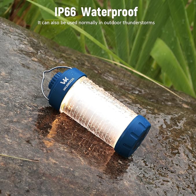 Wurkkos CL01 Camping Lantern Rechargeable, 550LM Led Lantern with Magnet Base, RGB light, Up to 300H Runtime, Camping Essentials, IP66 Waterproof Tent Light for Power Outages, Emergency, Camping, Blue