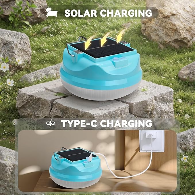 50W Solar Camping Light, Featuring a Type-C Charging Port, 4000mAh Battery, IPX4 Water Resistance, Portable Flashlight, Tent Light, Emergency Light for Power outages, and Outdoor Hanging Light.