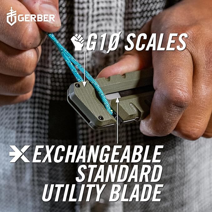Gerber Gear Prybrid Multi Tool Utility Pocket Knife, Utility EDC Razor Knife with Retractable Blade and Pry Bar, Grey G10 no Clip