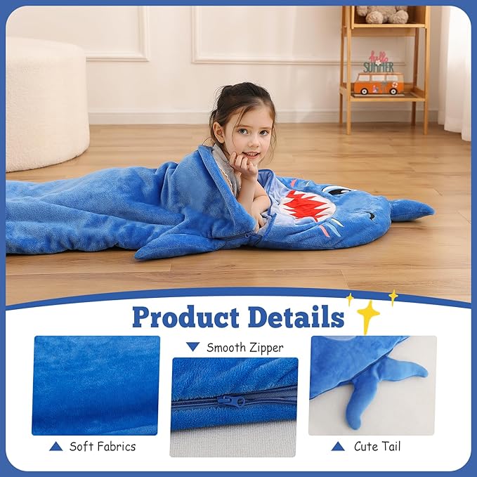 Kids Sleeping Bag, Plush Toddler Slumber Bag 2-in-1 Pillow, Soft Sleeping Bag, Nap Mats for Preschool,Daycare,Travel,Gift, Ages 3-12