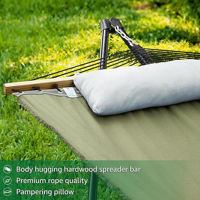 Tranquillo Unity Adjustable Hammock Stand, 800 lbs Capacity Steel Double Hammock Stand for 2 Persons, Premium Pre-Assembled Stand for Indoor Outdoor, Sage